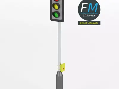 Traffic Lights with pedestrian crossing button 3D model