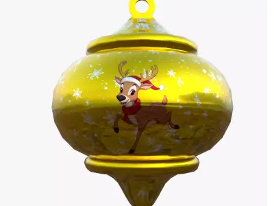 Cute Golden Reindeer Bauble  3D Model PBR  Low Poly Low-poly 3D model