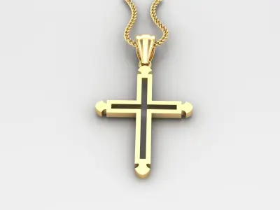 High Cross Pendant Light Gold 18K 4CP034 3D print model