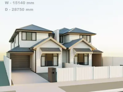 Double story house for backgrounds-no textures 3D model