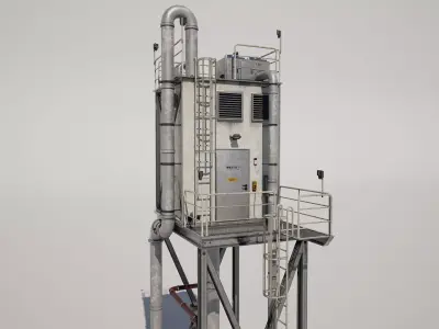  Industrial Refinery Tower Low-poly 3D model