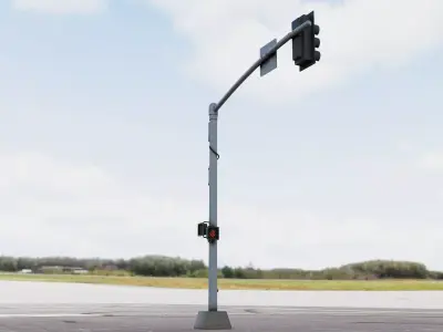 Urban Traffic Light Pole four pieces long and short Bundle 3D model