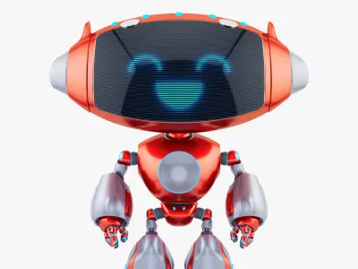 RED CUTE CAT BOT 3D model