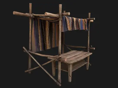 Market Stalls Carpet Tent Low-poly 3D model