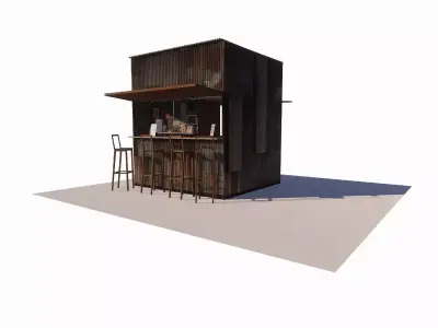 industrial coffee shop 3D model
