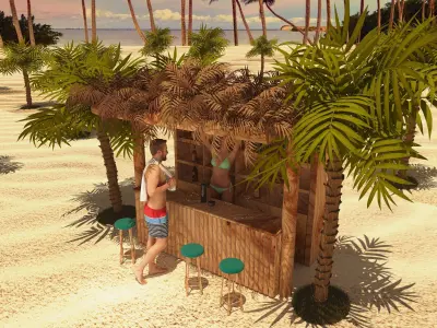 Beach Bar 2 - 4K 3D model