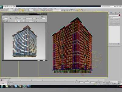Huge Apartment Architectural 3d Model with Render Scene Low-poly 3D model