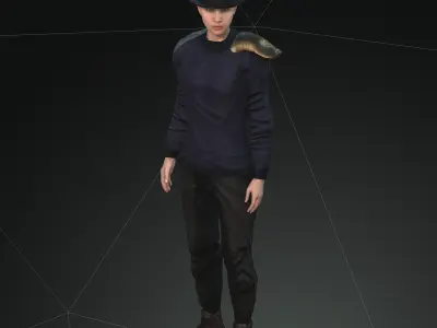  Steampunk rigged character Low-poly 3D model 10