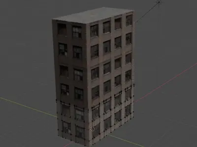 Low poly Realistic Building tall with windows 3D model