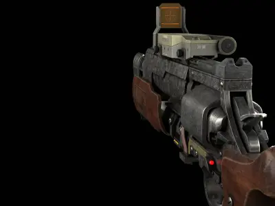 Game Ready Sci-Fi Revolver Pistol Low-poly 3D model