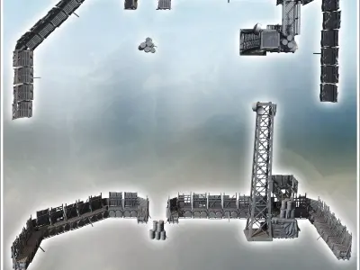 Post-apocalyptic modern fortifications with sheet metal barriers 3D print model