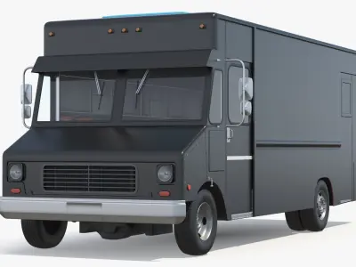  Fast Food Delivery Vehicle Black Simplified 