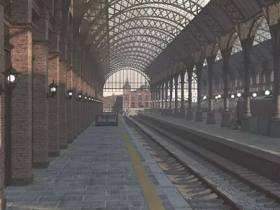 Train Station Low-poly 3D model