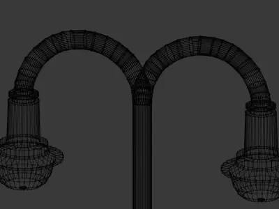 Streetlight two street lamps Low-poly 3D model