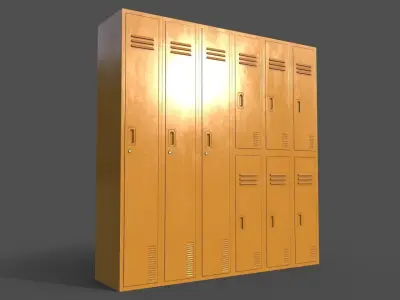 PBR School Gym Locker 06 - Yellow Low-poly 3D model