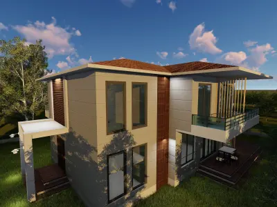 Exterior Facade Render of Summer Villa  3D model