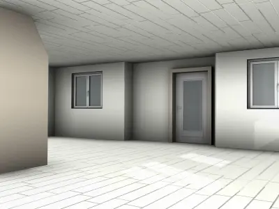 City House -31- Double-House - Roof green - Wall skinyellow Low-poly 3D model