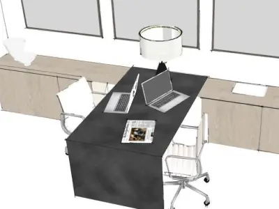 Modern Office Setup with Furniture and Decor 3D model