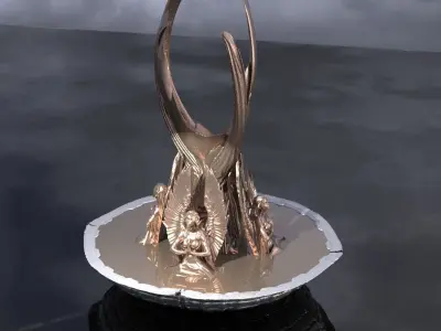 Gold Brushed Poseidon sculptures 4 designs 3D model