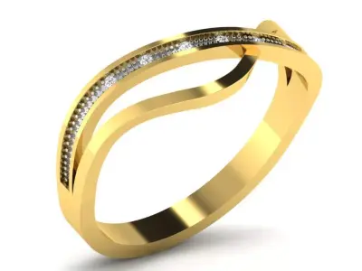 Light Weight Yellow Gold Diamond Ring DR-5741 3D print model
