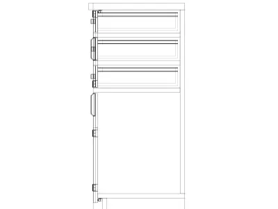 commode 4 wooden cabinet with two drawers 3D model