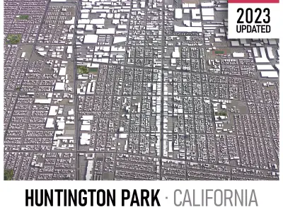 Huntington Park - 3D City Model Low-poly 3D model