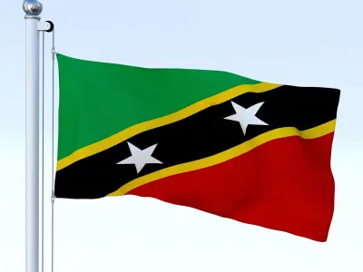 Animated Saint Kitts and Nevis Flag Low-poly 3D model