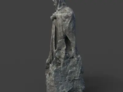 Low poly Giant Gate Cliff Statue 220607 Low-poly 3D model
