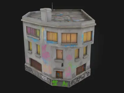 Graffiti Abode  Urban Shelter with Rebellious Flair 3D model