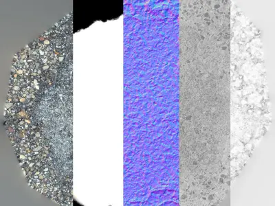 PBR Scanned Road Decals 5 Pack Texture