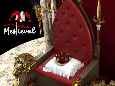 Medieval trono do rei 3D model