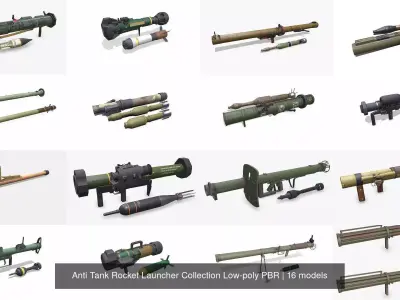 Anti Tank Rocket Launcher Collection Low-poly PBR 3D Model Pack