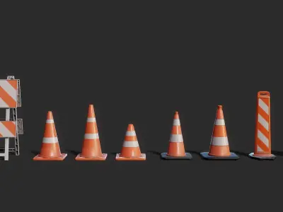 Traffic Cones 3D model Pack Low-poly 3D model