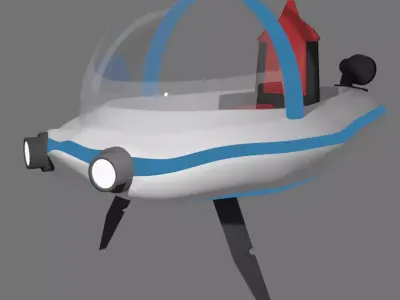 Alien Flying Boat Low-poly 3D model
