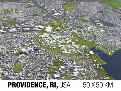 Providence Rhode Island USA 50x50km 3D model