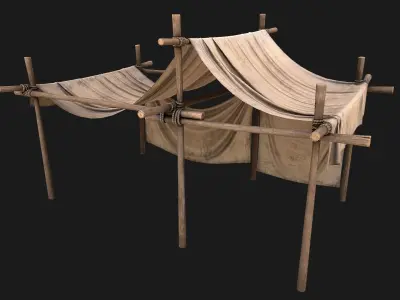 Market Stall Medieval Tent Cotton Low-poly 3D model
