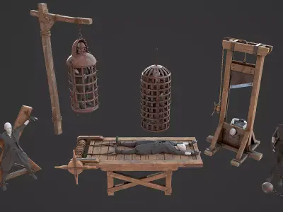 Medieval Punishment and Torture - Props Pack Low-poly 3D model