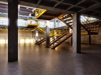 Factory Warehouse Interior Low-poly 3D model