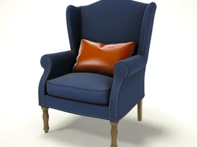 wingback chair fhouse 017 Low-poly 3D model