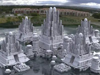 Fantasy Floating City 3D model