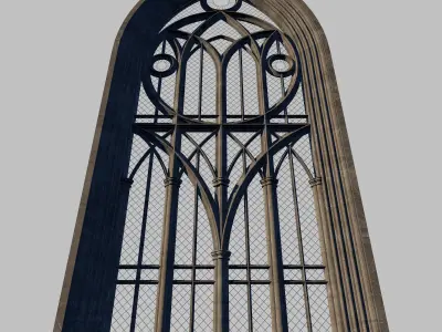 Fantasy gothic stained glass window 3D model