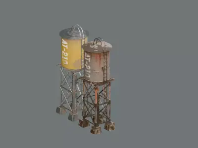 Industrial Water Tank Towers  Game Ready PBR Assets Low-poly 3D model
