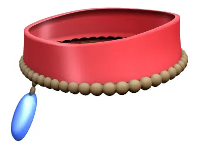 Choker Necklace With Blue Stone Low-poly 3D model