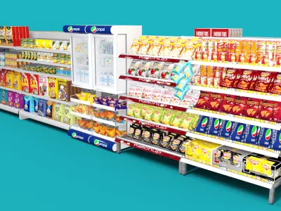 Supermarket Shelves Large Collection Low-poly 3D model