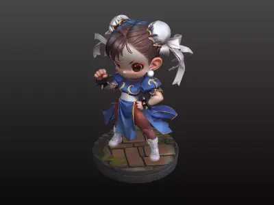 Chibi Martial Artist STL Cute Street Fighter 3D print model