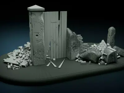 Blown Up Gate 3D model