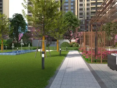 Landscape animation in gardens 3D model