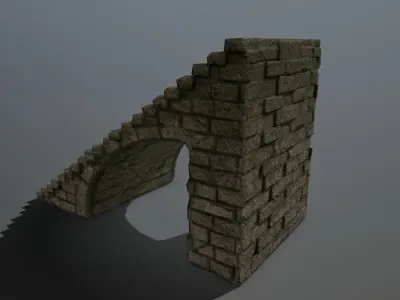 stairs brick wall Low-poly 3D model