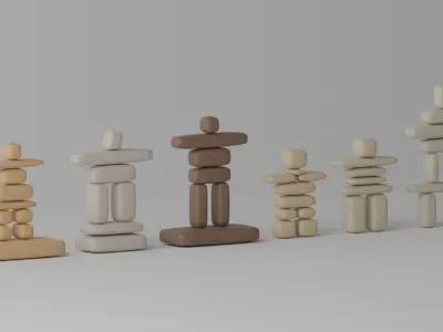 Cartoon Canadian Inukshuks Collection 1 3D model