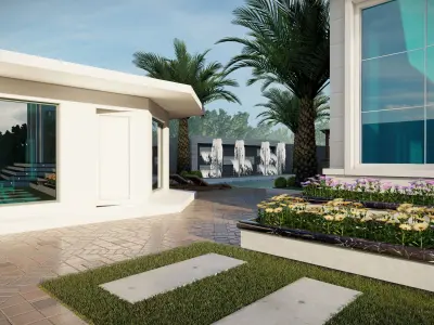 garden landscape 3D Model swimming pool 3D model